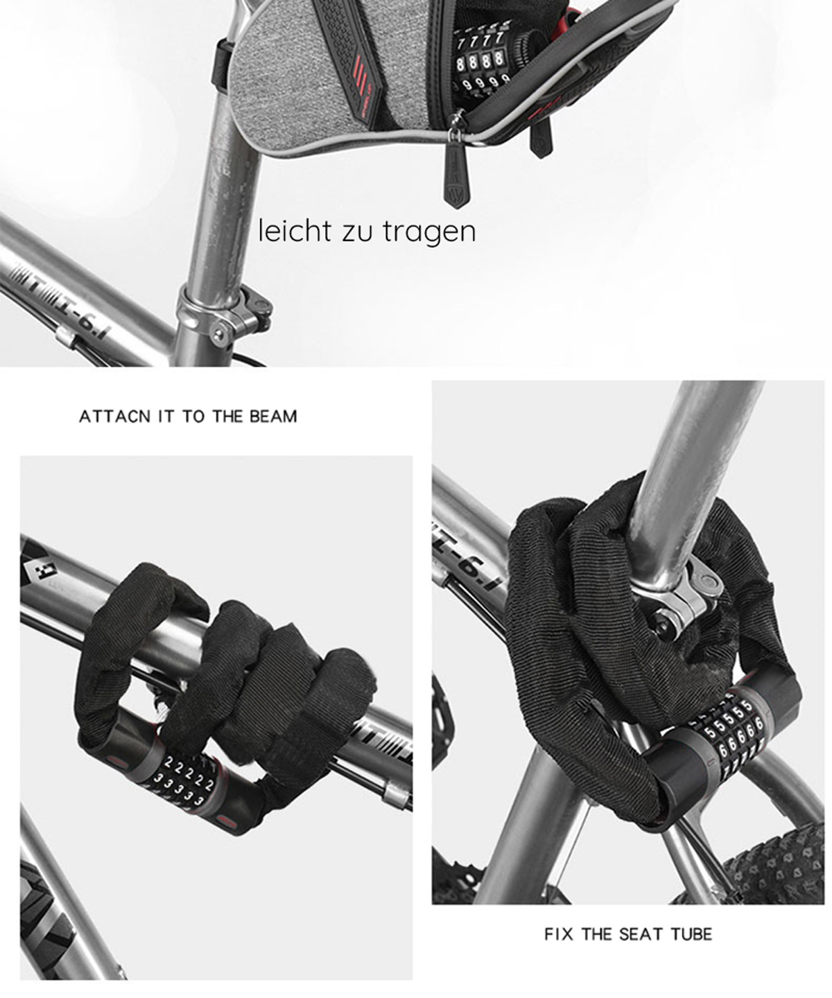 26 Gelenke Zinklegierter Stahl Faltradschloss Fahrradkettenschloss Mit Halterung 